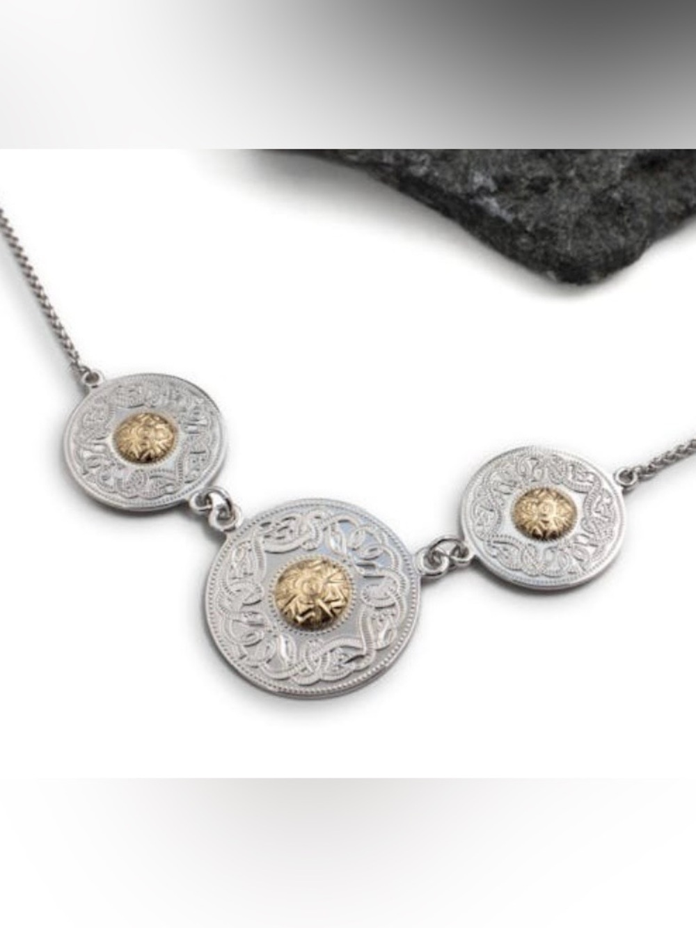 Sterling Silver and Gold-Tone Celtic Medallion Necklace - Womens Jewelry